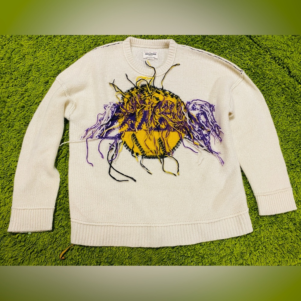 Zadig & Voltaire Lakers 100% Cashmere Crewneck Sweater L